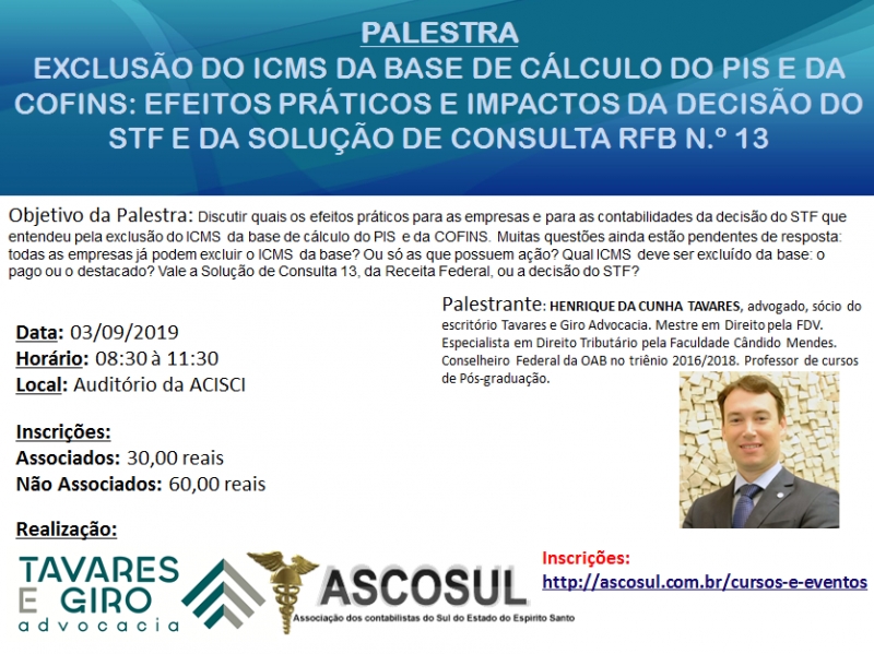 Exclusão ICMS de Base Cálculo de Pis e Confins